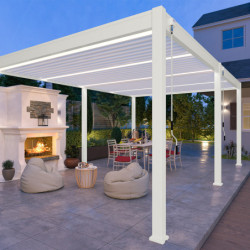 Pergola autoportante en alu blanc avec lames orientable 4x6m Ombrea
