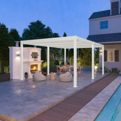 Pergola autoportante en alu blanc avec lames orientable 4x6m Ombrea