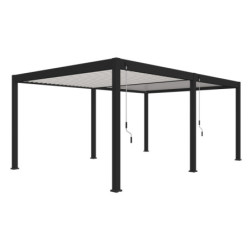 Pergola autoportante en alu gris avec lames blanches 4x6m Ombrea