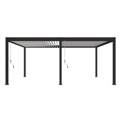 Pergola autoportante en alu gris avec lames blanches 4x6m Ombrea