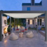Pergola autoportante en alu gris avec lames blanches 4x6m Ombrea