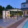 Pergola autoportante en alu gris avec lames blanches 4x6m Ombrea