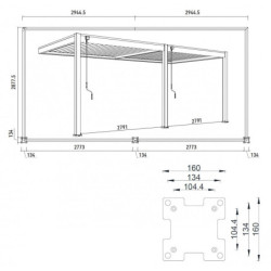 Pergola adossée en alu anthracite avec lames orientable 3x6m Ombrea