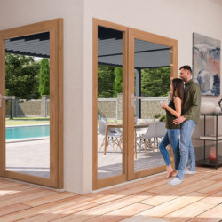 Pergola adossée en alu anthracite avec lames orientable 3x6m Ombrea