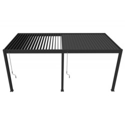 Pergola adossée en alu anthracite avec lames orientable 3x6m Ombrea