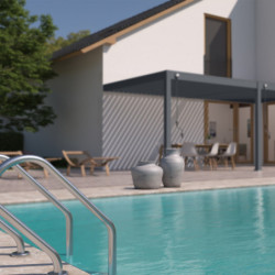 Pergola adossée en alu anthracite avec lames orientable 3x6m Ombrea