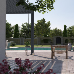 Pergola adossée en alu anthracite avec lames orientable 3x6m Ombrea