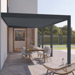 Pergola adossée en alu anthracite avec lames orientable 3x6m Ombrea