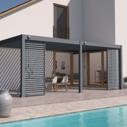 Pergola adossée en alu anthracite avec lames orientable 3x6m Ombrea