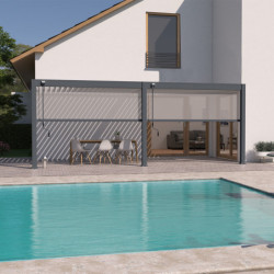 Pergola adossée en alu anthracite avec lames orientable 3x6m Ombrea