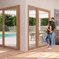 Pergola adossée en alu blanc avec lames orientable 3x6m Ombrea