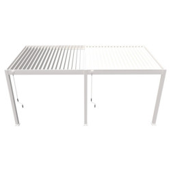 Pergola adossée en alu blanc avec lames orientable 3x6m Ombrea