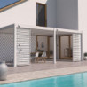 Pergola adossée en alu blanc avec lames orientable 3x6m Ombrea