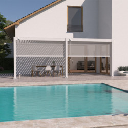 Pergola adossée en alu blanc avec lames orientable 3x6m Ombrea