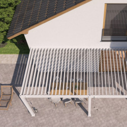 Pergola adossée en alu blanc avec lames orientable 3x6m Ombrea