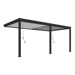 Pergola adossée en alu anthracite avec lames blanches 3x6m Ombrea