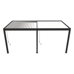 Pergola adossée en alu anthracite avec lames blanches 3x6m Ombrea