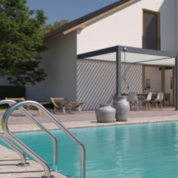 Pergola adossée en alu anthracite avec lames blanches 3x6m Ombrea