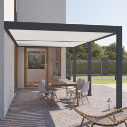 Pergola adossée en alu anthracite avec lames blanches 3x6m Ombrea