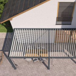 Pergola adossée en alu anthracite avec lames blanches 3x6m Ombrea