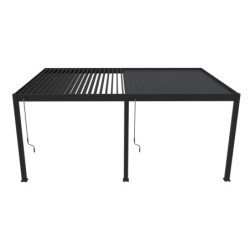 Pergola adossée en alu anthracite avec lames orientable 4x6m Ombrea