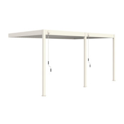 Pergola adossée en alu blanc avec lames orientable 4x6m Ombrea