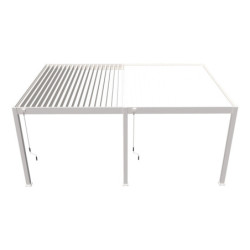 Pergola adossée en alu blanc avec lames orientable 4x6m Ombrea