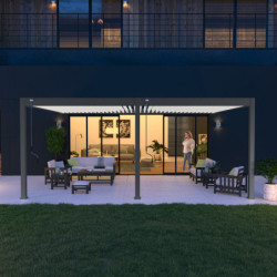 Pergola adossée en alu anthracite avec lames blanches 4x6m Ombrea