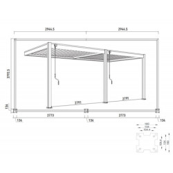 Pergola adossée en alu anthracite avec lames blanches 4x6m Ombrea