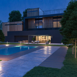 Pergola adossée en alu anthracite avec lames blanches 4x6m Ombrea