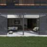 Pergola adossée en alu anthracite avec lames blanches 4x6m Ombrea