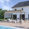 Pergola autoportante en alu taupe - store blanc 4m - 3x4m Ombrea