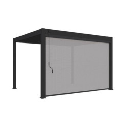Pergola autoportante en alu gris avec store 4m gris 4x4m Ombrea