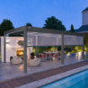 Pergola autoportante en alu gris 4x6m avec 2 stores anthracites Ombrea