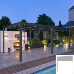 Pergola autoportante en alu bi-colore 4x6m avec 2 stores blancs Ombrea