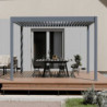 Pergola motorisée en alu gris avec lames orientable 3x4m Ombrea
