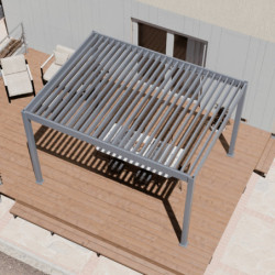 Pergola motorisée en alu gris avec lames orientable 3x4m Ombrea
