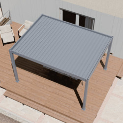 Pergola motorisée en alu gris avec lames orientable 3x4m Ombrea