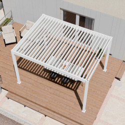 Pergola motorisée en alu blanc avec lames orientable 3x4m Ombrea