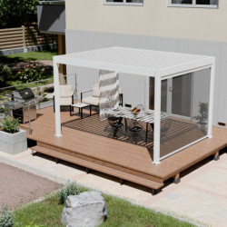 Pergola motorisée en alu blanc avec lames orientable 3x4m Ombrea