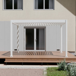 Pergola motorisée en alu blanc avec lames orientable 3x4m Ombrea