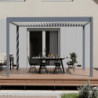 Pergola motorisée en alu gris et lames blanches 3x4m Ombrea