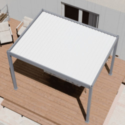 Pergola motorisée en alu gris et lames blanches 3x4m Ombrea