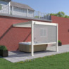 Pergola adossée en alu blanc avec lames orientable 3x3m + store Ombrea