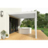 Pergola adossée en alu blanc avec lames 3x4m et store 4m blanc Ombrea
