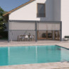 Pergola adossée en alu gris avec lames orientables 3x6m Ombrea + 2 stores