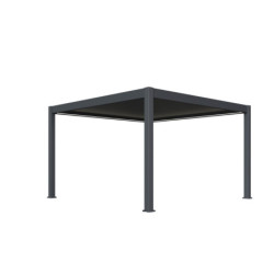 Pergola motorisée en alu gris avec lames orientable 4x4m Ombrea
