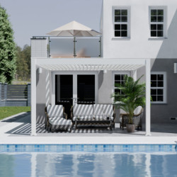 Pergola motorisée en alu blanc avec lames orientable 4x4m Ombrea