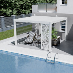 Pergola motorisée en alu blanc avec lames orientable 4x4m Ombrea