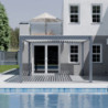 Pergola motorisée en alu gris/blanc avec lames orientable 4x4m Ombrea